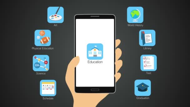 Fonction d'application éducative pour téléphone intelligent, mobile, Contenu éducatif . — Video