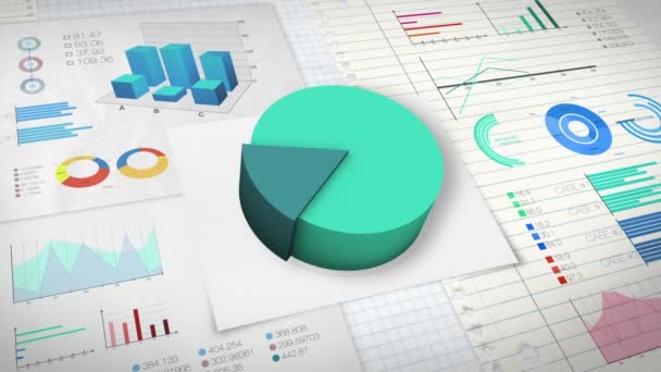 30 percent Pie chart with various economic finances graph version 2 (no text version) — Stock Video