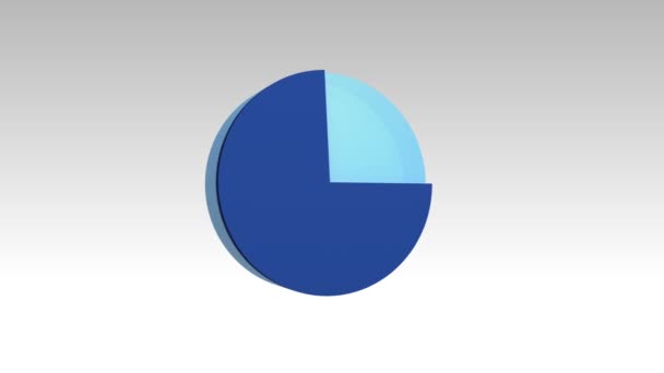 Ange cirka 90 procent, växande 3d-cirkeldiagram. (ingår alpha) — Stockvideo