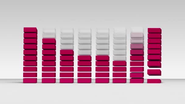 Diminuire grafico economico. Grafico a barre 3D 2 . — Video Stock