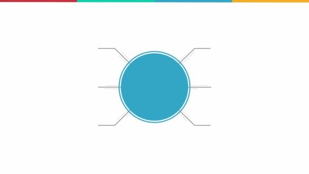 Cirkel-diagram stroomschema, zeven cirkel. (inclusief alpha) — Stockvideo