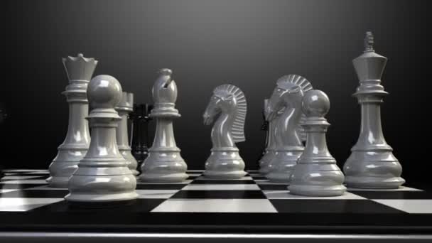 A gyalogot feltesz egy sakktábla, és a sakk darab esés animáció. — Stock videók