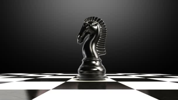 Put the chess piece on a chessboard, ending knight, animation. — Stock Video