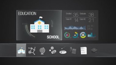 Eğitim içerikleri için okul simgesi. Dijital ekran uygulama. Animasyon,(included Alpha eğitim Icon set)