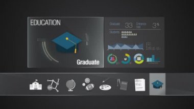 Lisansüstü eğitim içerikleri simgesi. Dijital ekran uygulama. Animasyon,(included Alpha eğitim Icon set)