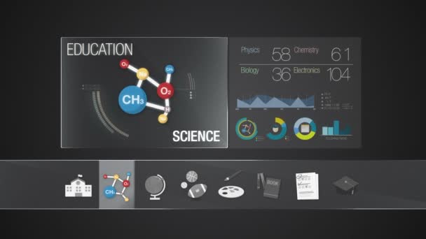 Иконка науки для содержания образования. Мультипликация наборов значков образования, (включено Alpha ) — стоковое видео