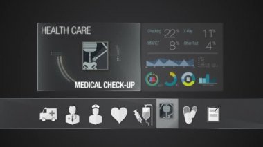 Sağlık Hizmetleri içeriği için tıbbi check-up simgesi. Teknoloji tıbbi bakım hizmeti. Dijital ekran uygulaması.
