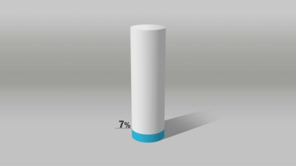 Indiquez environ 10 pour cent, en croissance 3D Cylindre diagramme à barres . — Video