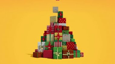 Noel ağacı ve hediyeler (alfa dahil şeklinde düşen)