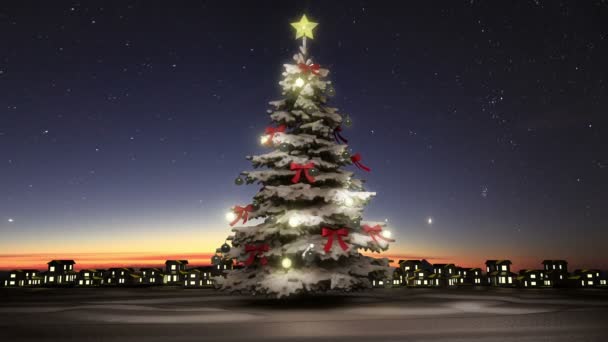 Рождественские елки и сверкающие подарки (включая альфу ) — стоковое видео