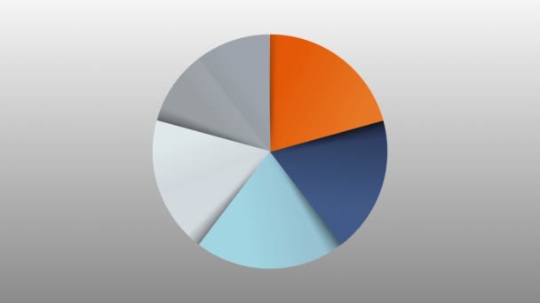 Cirkeldiagram vijf grafiek met resultaat categorieën voor presentatie. PowerPoint-sjabloon (opgenomen alpha) — Stockvideo