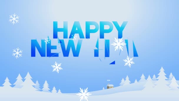 ' Happy new year'' in winter dorp (inclusief alpha) — Stockvideo