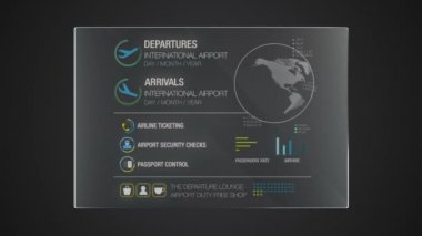 Bilgi grafik teknolojisi paneli 'Uçak' kullanıcı arabirimi dijital ekran uygulaması (dahil Alfa)