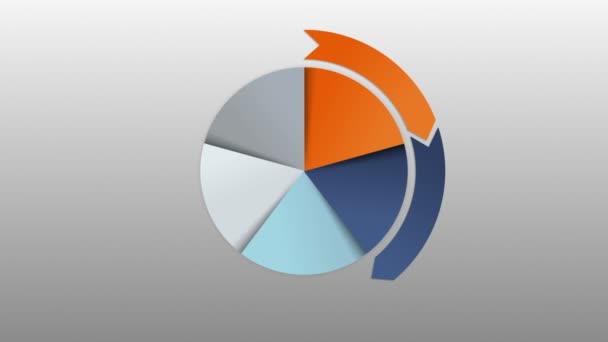 Diagramme circulaire cinq diagramme de catégorie de résultat et cinq boîte de flèche pour la présentation. modèle powerpoint (inclus alpha )