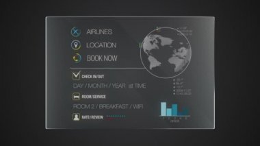 Bilgi grafik teknolojisi paneli 'otel' kullanıcı arabirimi dijital görüntüleme uygulaması (dahil Alfa)