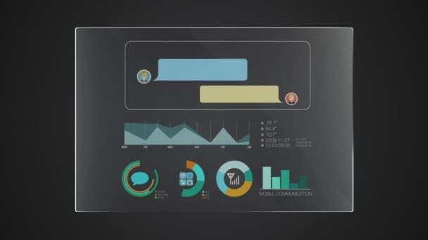 Panel de tecnología gráfica de la información 'Mensaje' interfaz de usuario aplicación de visualización digital (incluido alfa ) — Vídeo de stock