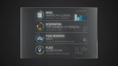 Bilgi grafik teknolojisi paneli 'Gıda' kullanıcı arabirimi dijital ekran uygulaması (dahil Alfa)