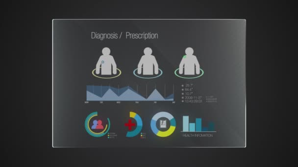 Panel de tecnología gráfica de la información 'Diagnóstico' aplicación de pantalla digital de interfaz de usuario (incluido alfa ) — Vídeo de stock