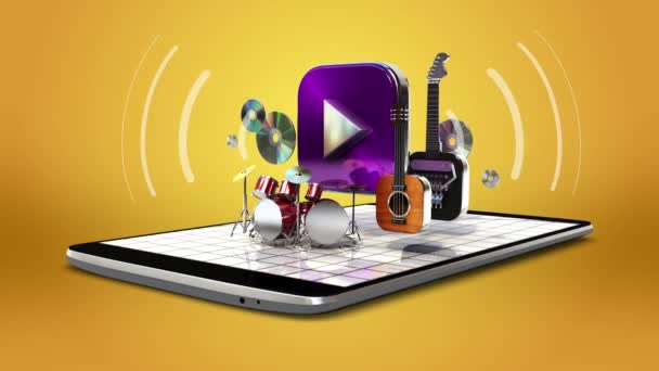 Explique várias funções de serviço de internet de download de música para telefone inteligente. almofada inteligente, móvel 2 (alfa incluído ) — Vídeo de Stock