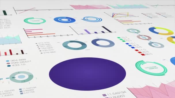 Caída del diagrama de cilindro de cinco círculos en gráfico económico, gráfico financiero, para plantilla de presentación (incluido alfa ) — Vídeos de Stock