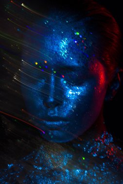 Mavi ve kırmızı ışık güzellik fotoğraf!