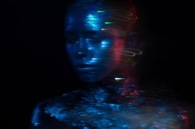 Mavi ve kırmızı ışık güzellik fotoğraf!