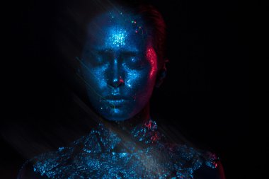 Mavi ve kırmızı ışık güzellik fotoğraf!