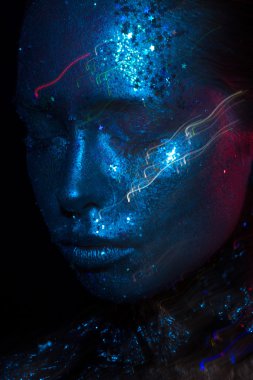 Mavi ve kırmızı ışık güzellik fotoğraf!