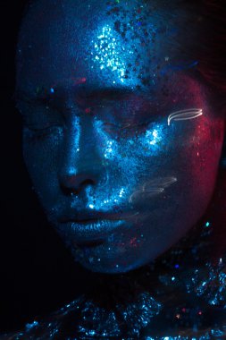 Mavi ve kırmızı ışık güzellik fotoğraf!