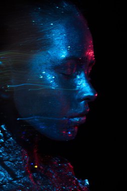 Mavi ve kırmızı ışık güzellik fotoğraf!