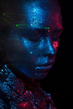 Mavi ve kırmızı ışık güzellik fotoğraf!