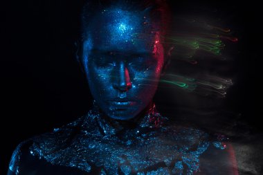 Mavi ve kırmızı ışık güzellik fotoğraf!