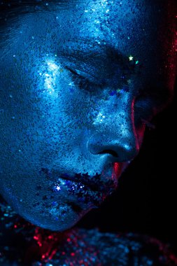 Mavi ve kırmızı ışık güzellik fotoğraf!