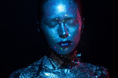 Mavi ve kırmızı ışık güzellik fotoğraf!