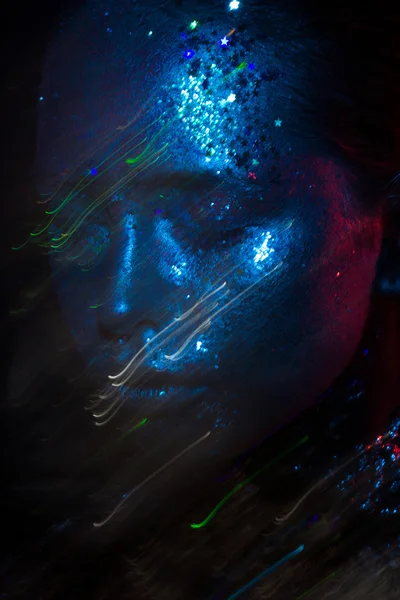 Mavi ve kırmızı ışık güzellik fotoğraf!