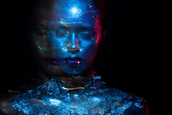 Mavi ve kırmızı ışık güzellik fotoğraf!