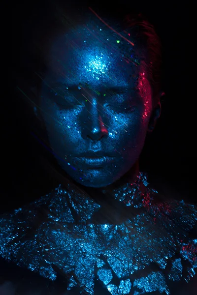 Mavi ve kırmızı ışık güzellik fotoğraf!