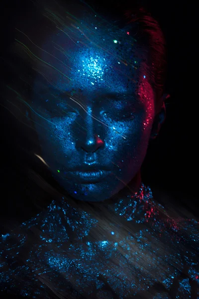 Mavi ve kırmızı ışık güzellik fotoğraf!