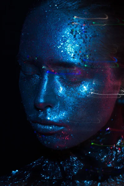 Mavi ve kırmızı ışık güzellik fotoğraf!