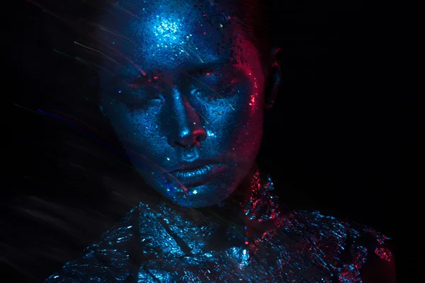 Mavi ve kırmızı ışık güzellik fotoğraf!