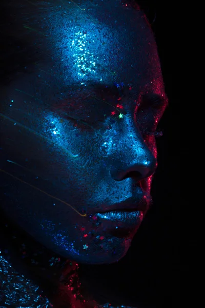 Mavi ve kırmızı ışık güzellik fotoğraf!