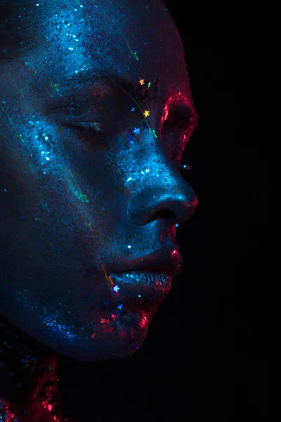 Mavi ve kırmızı ışık güzellik fotoğraf!