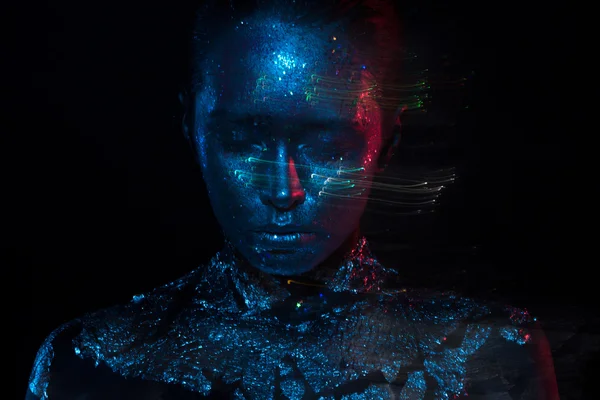 Mavi ve kırmızı ışık güzellik fotoğraf!