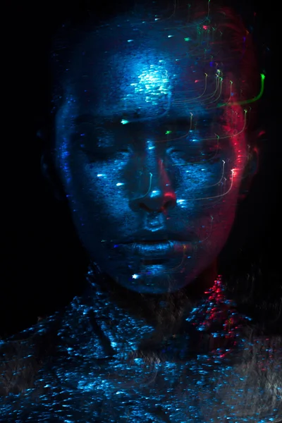 Mavi ve kırmızı ışık güzellik fotoğraf!