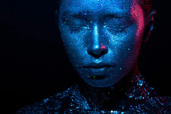 Mavi ve kırmızı ışık güzellik fotoğraf!