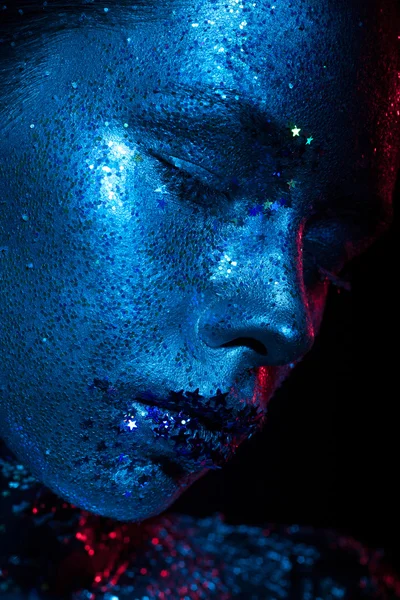 Mavi ve kırmızı ışık güzellik fotoğraf!