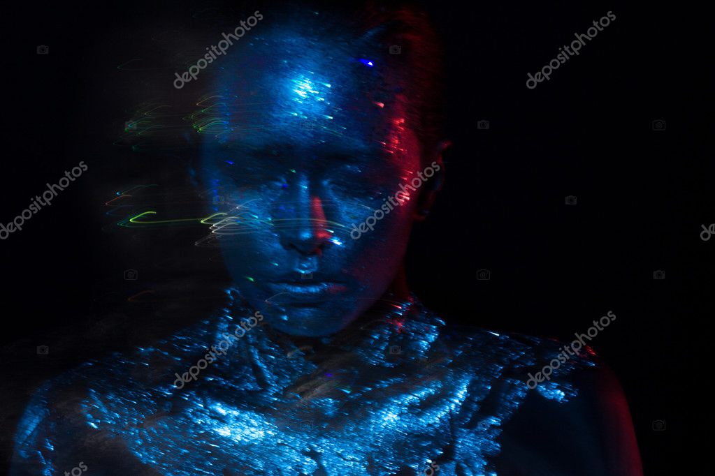Blue and red light beauty photo!