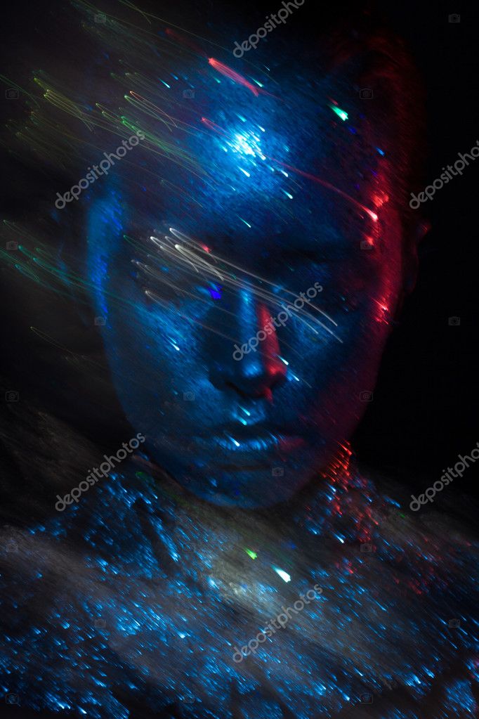 Blue and red light beauty photo!