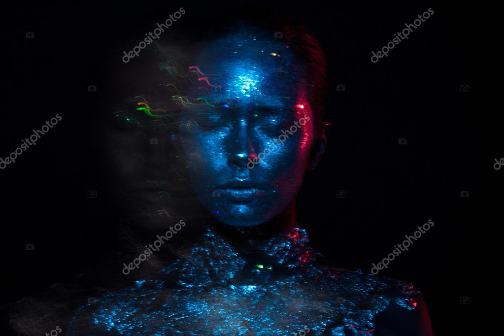 Blue and red light beauty photo!