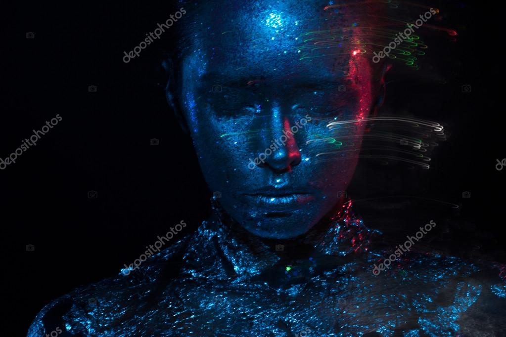 Blue and red light beauty photo!